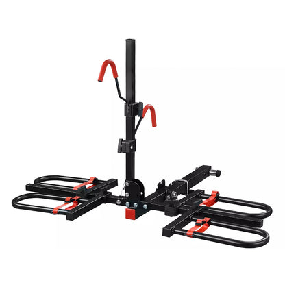 Electric bicycle rack steel frame close up of locking system