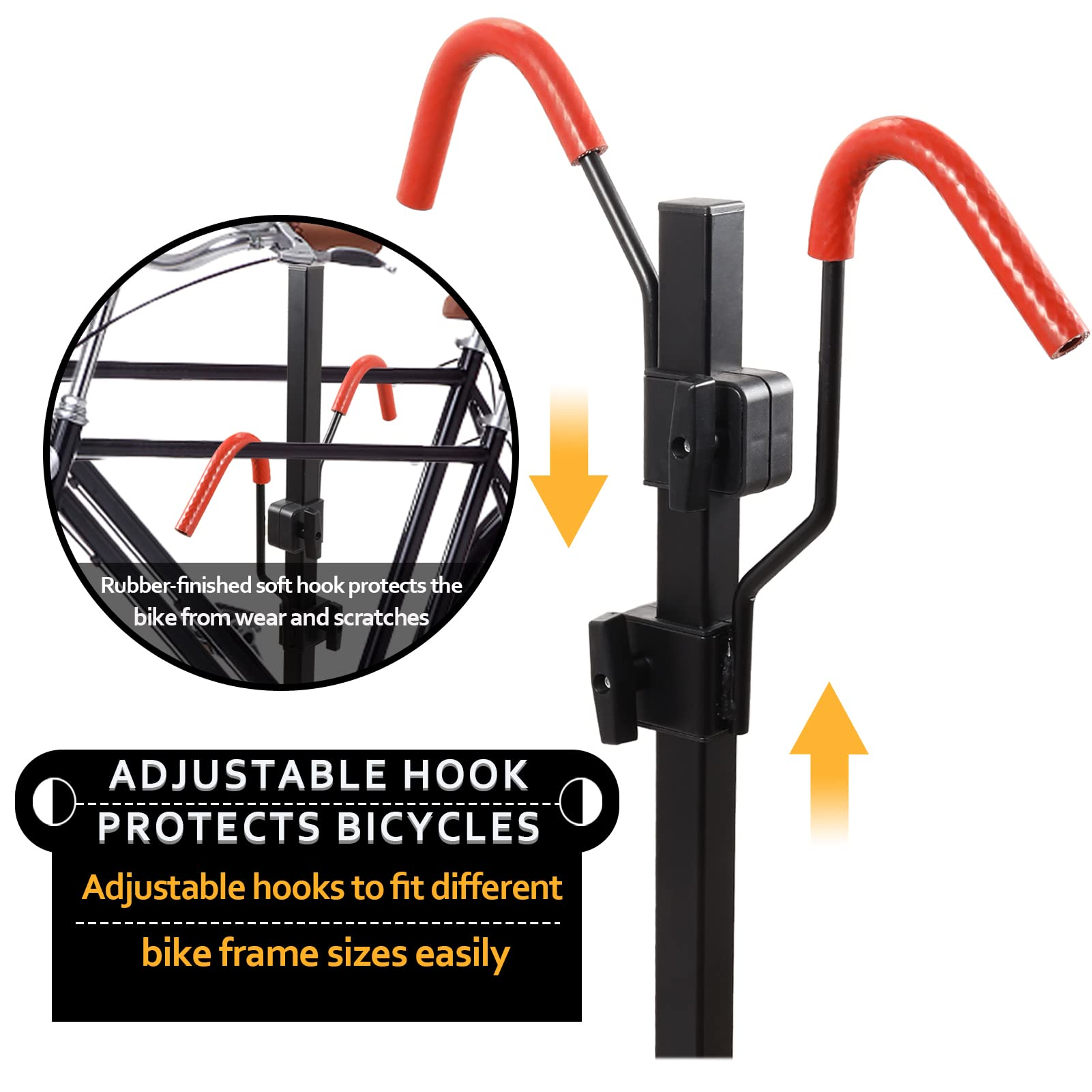 Safety strap securing bicycles on electric bike rack