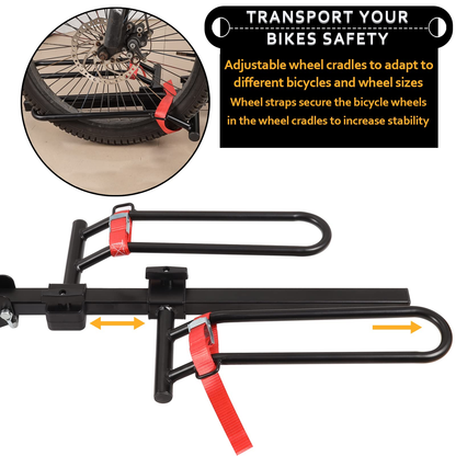Electric bicycle rack showing support pads for stability