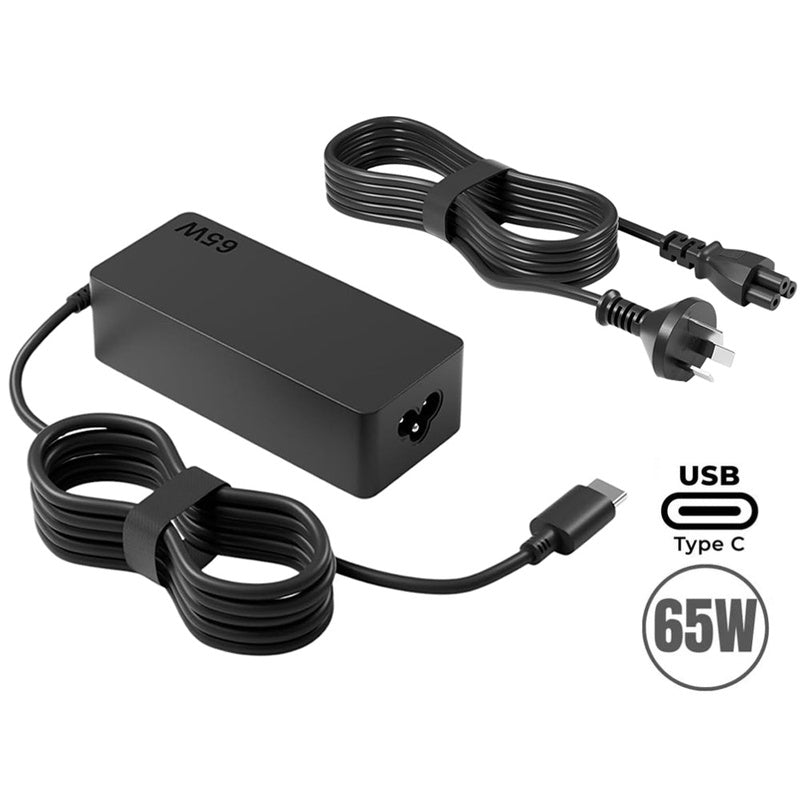 65W Lenovo laptop charger USB C showing front view