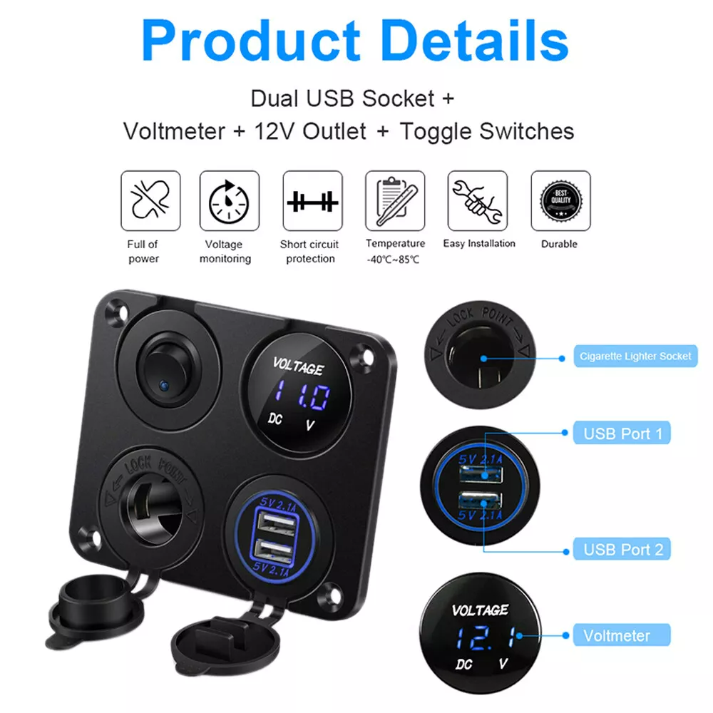Waterproof rubber seal caps on marine boat rocker switch panel
