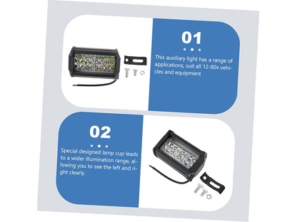 Compact size of 84W LED work light measuring 135 by 80 mm