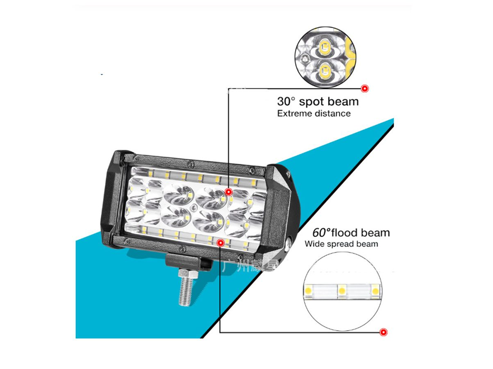 84W LED work light with combo beam for spot and flood lighting