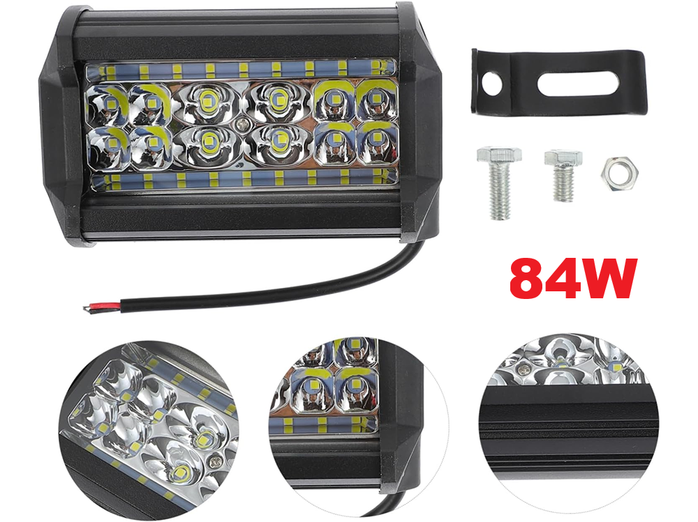 Close-up of 84W LED work light LEDs with white light output