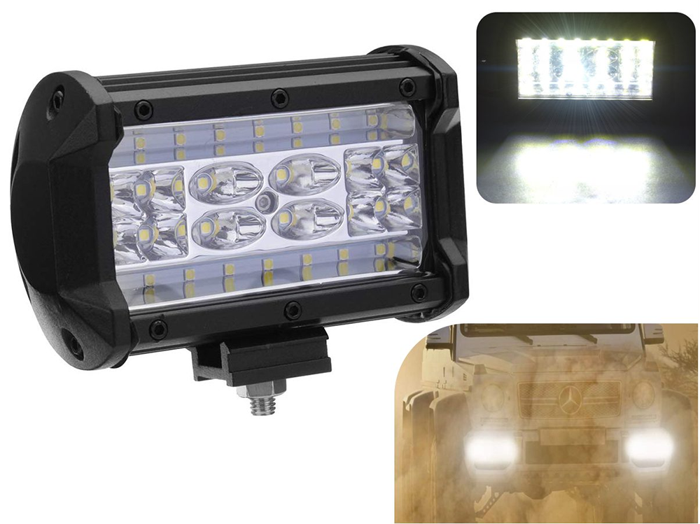 84W LED work light switched on showing bright 6300K light