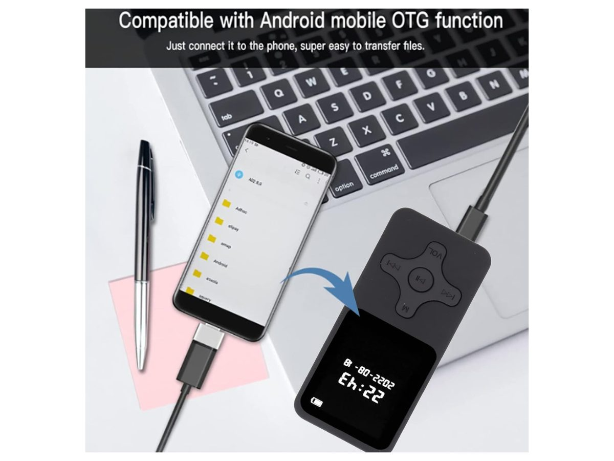 MP3 Player 8GB Bluetooth connectivity icon on screen