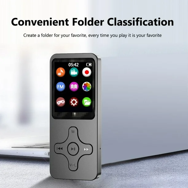 MP3 Player 8GB with screen showing music playback
