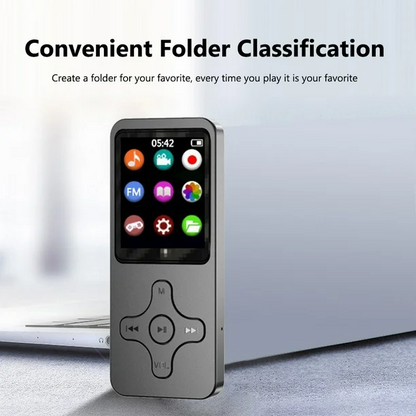 MP3 Player 8GB with screen showing music playback