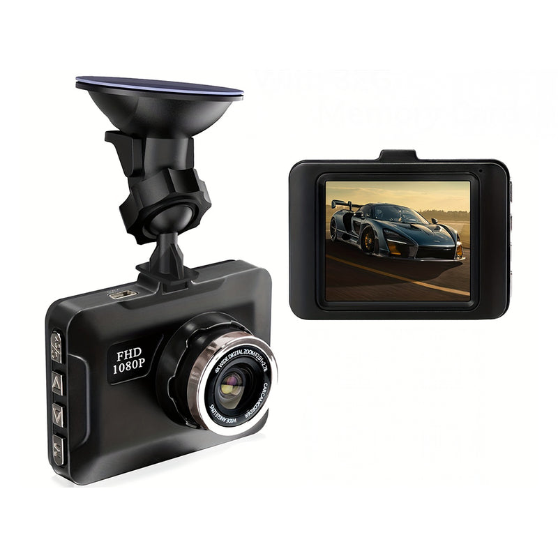 Car dash cam front view showing 27 inch TFT screen