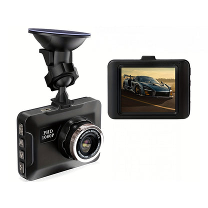 Car dash cam front view showing 27 inch TFT screen