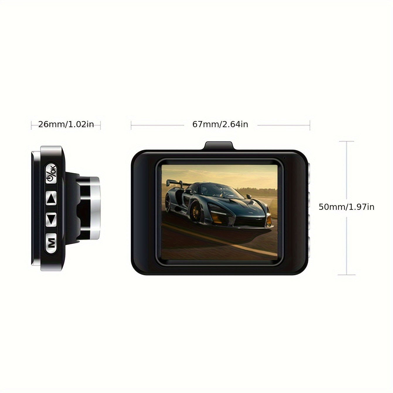 Car dash cam mounted on windscreen with suction holder