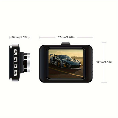 Car dash cam mounted on windscreen with suction holder