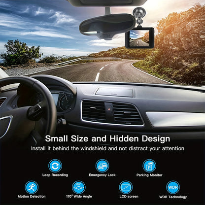 Back view of car dash cam showing USB and charging ports
