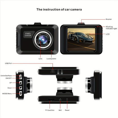 Car dash cam showing loop recording and motion detection