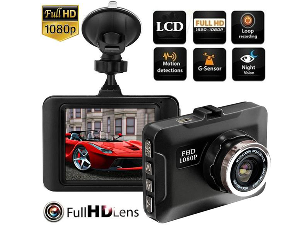 Close-up of car dash cam wide-angle 140 degree lens