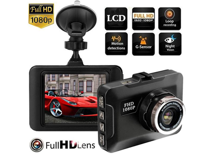 Close-up of car dash cam wide-angle 140 degree lens