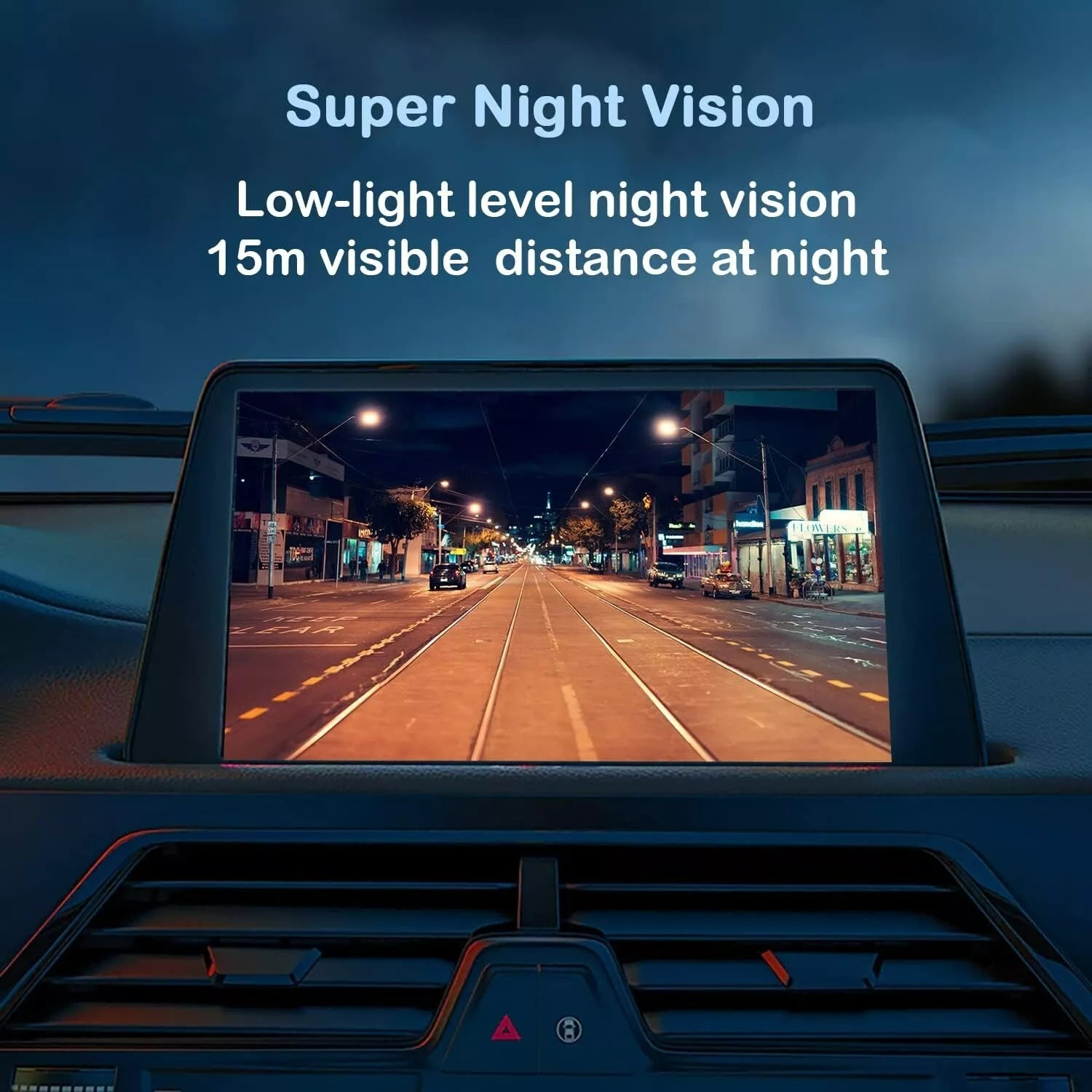 Car reversing camera waterproof mounted on SUV rear for parking assistance