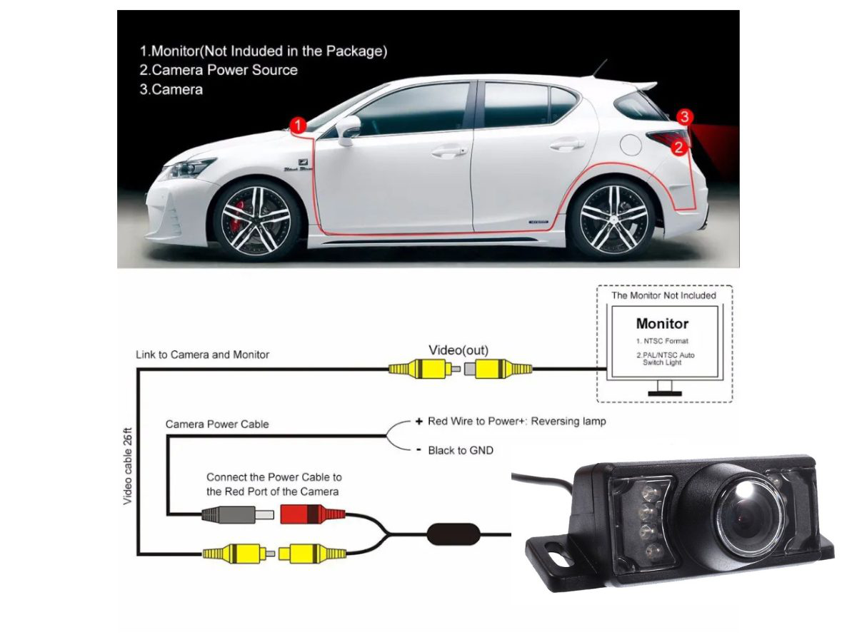 Car reversing camera waterproof mounted on SUV rear for parking assistance