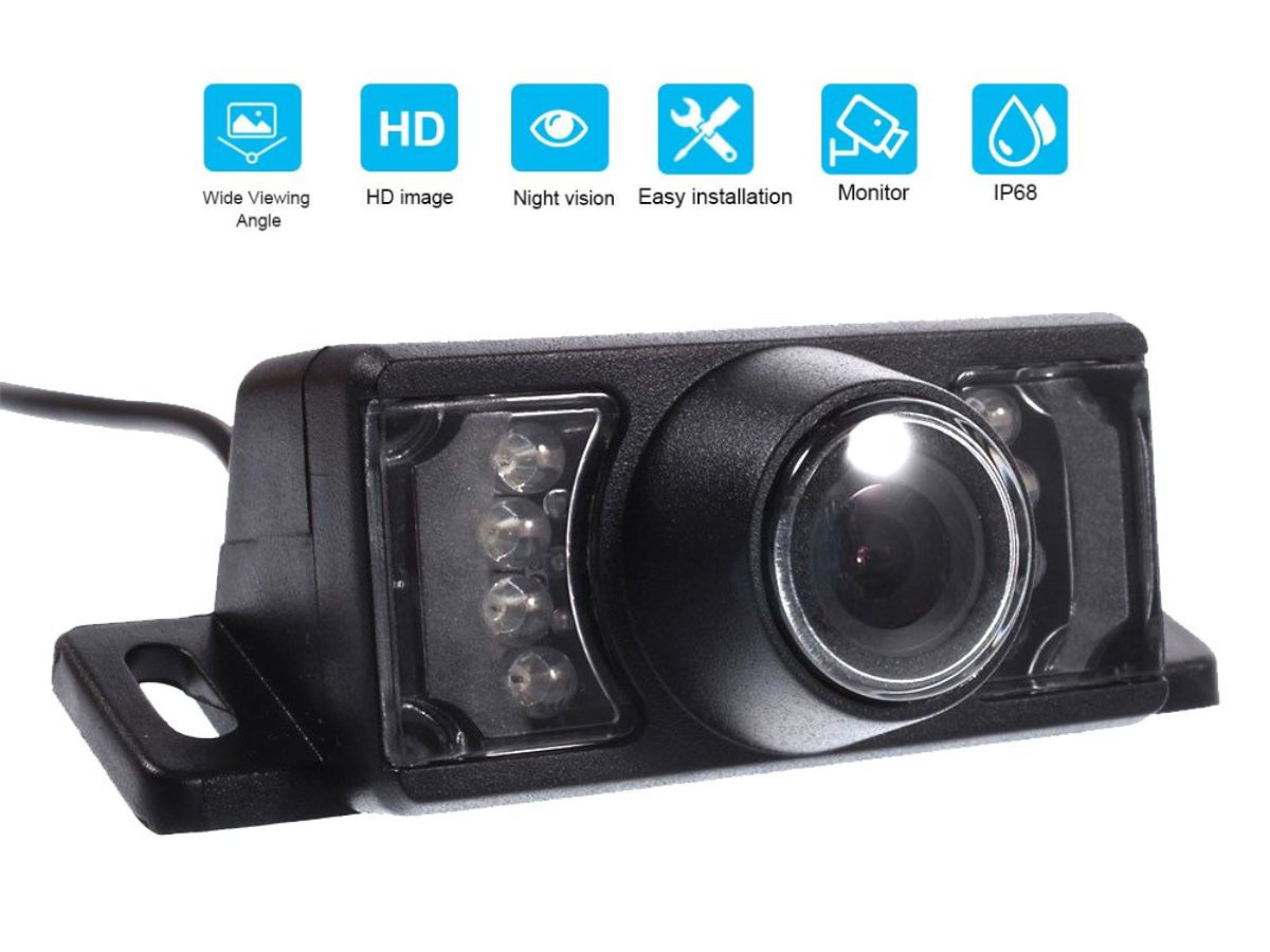 Car reversing camera waterproof mounted on SUV rear for parking assistance