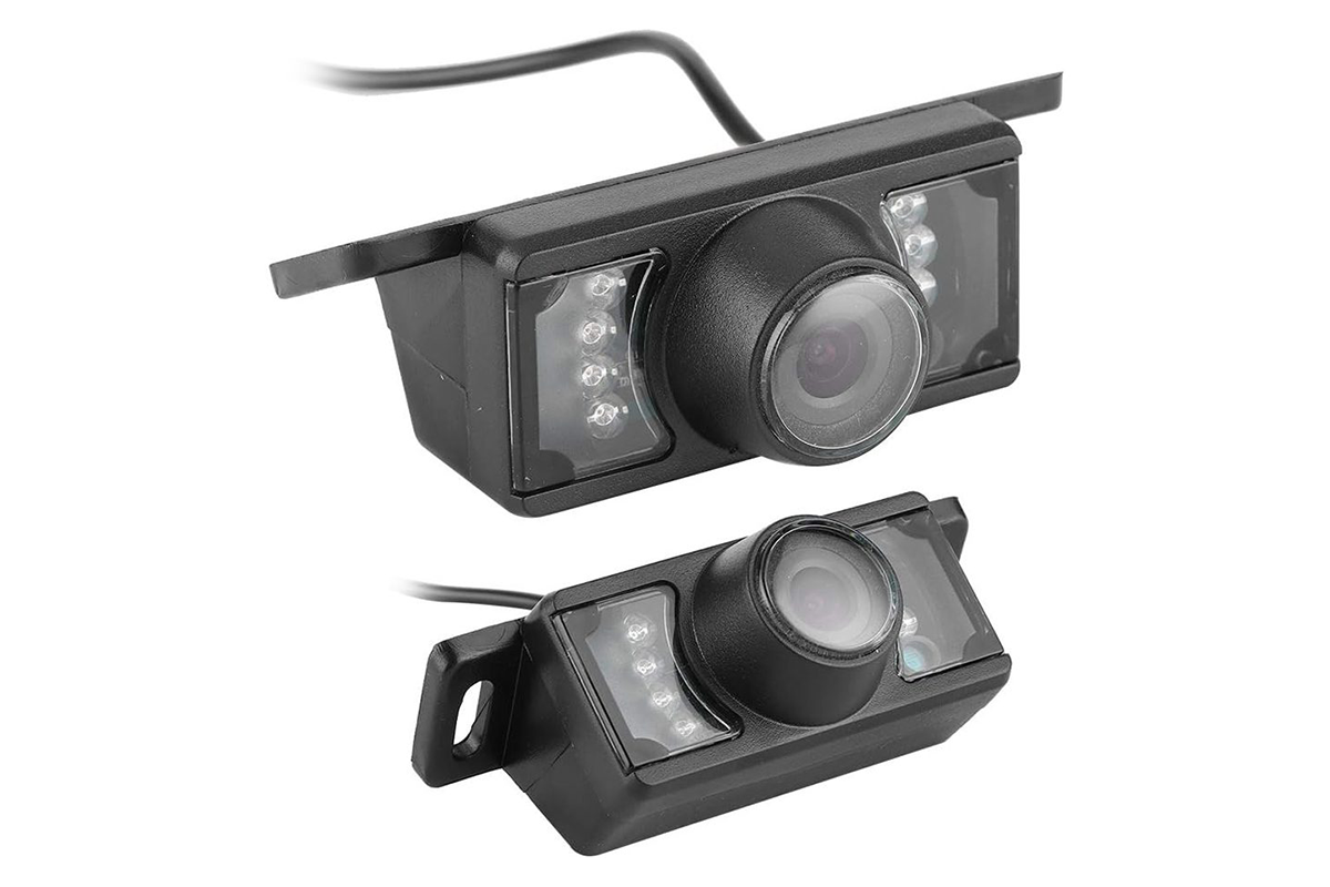 Side angle of car reversing camera waterproof with mounting hole visible