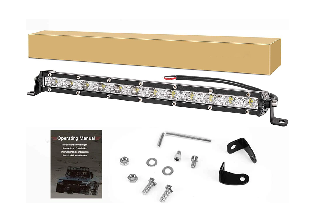 Side angle of LED Work Light 36W with adjustable mounting bracket