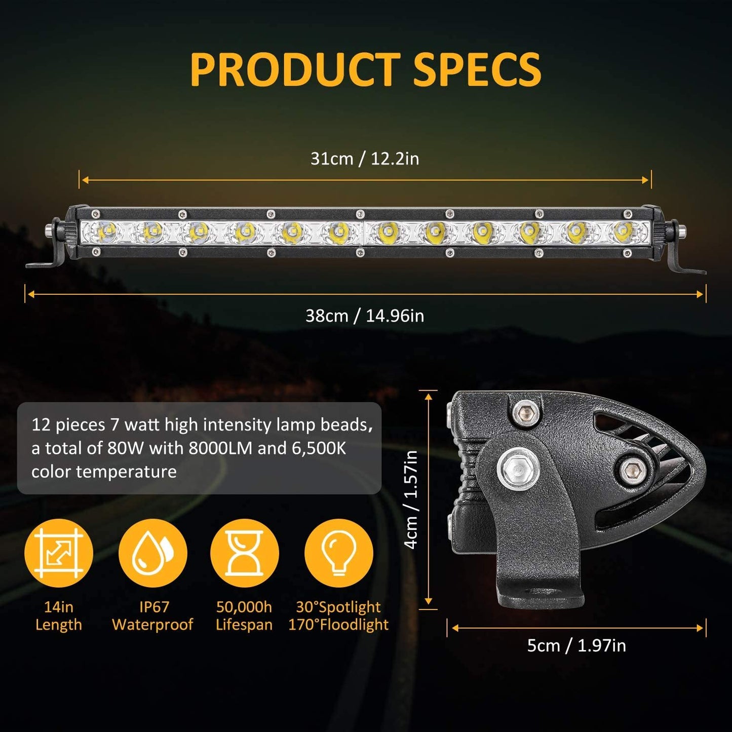 LED Work Light 36W with mounting accessories included in package