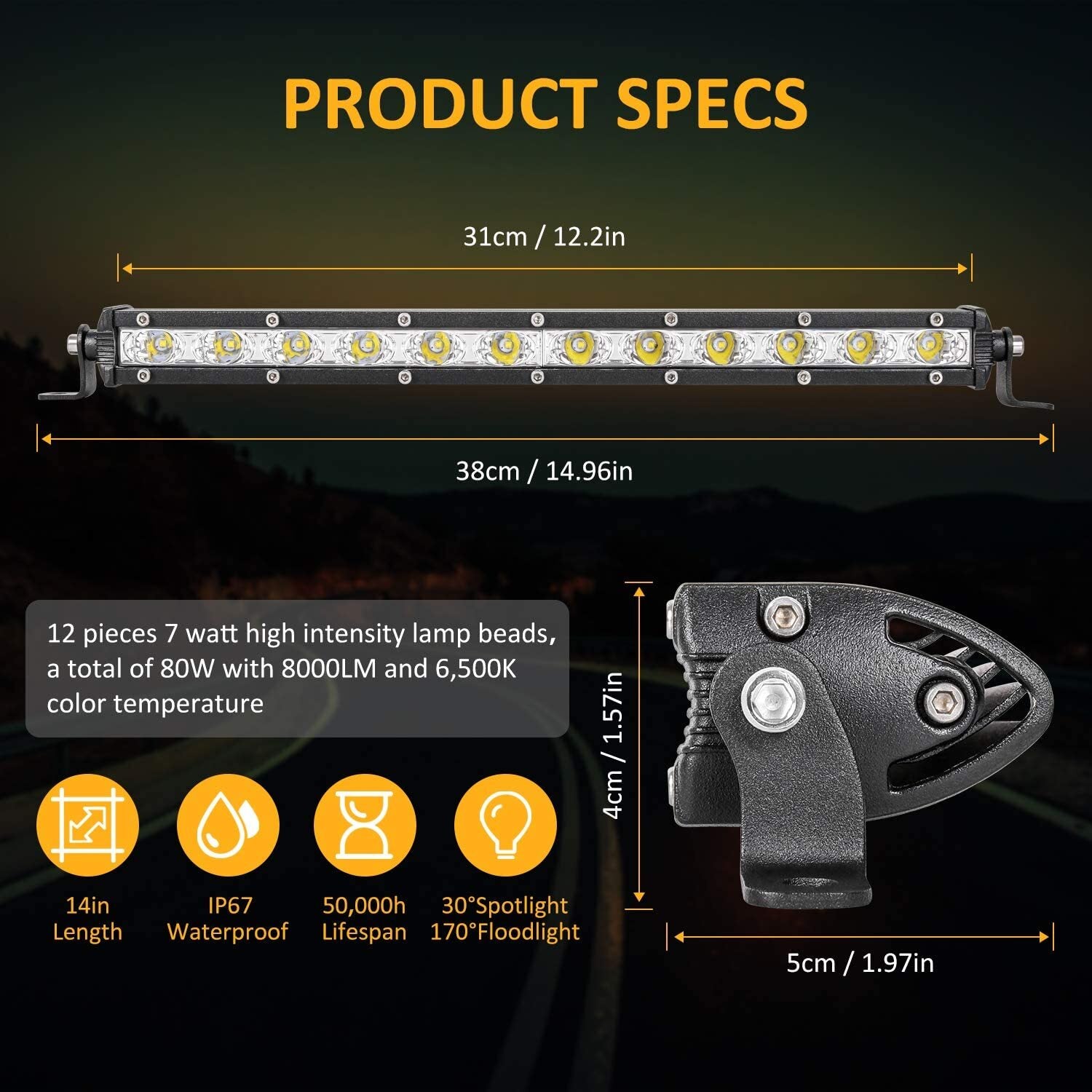 LED Work Light 36W with mounting accessories included in package