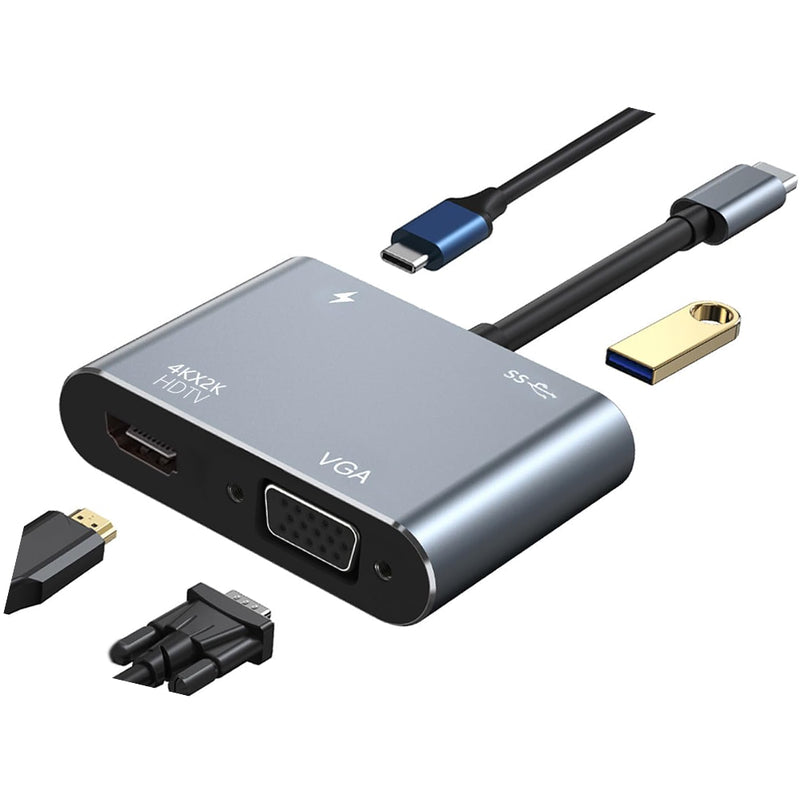 USB Type C to HDMI Converter showing silver aluminium body