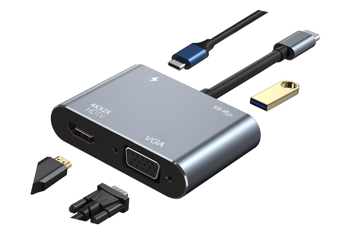 Close up of USB Type C male input on converter