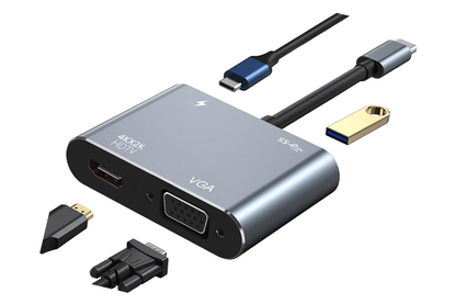 Close up of USB Type C male input on converter