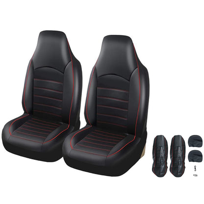 Car seat cover sets front view in black PU leather