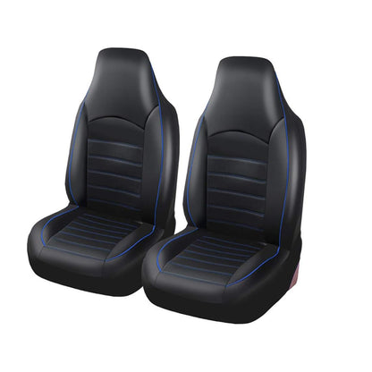 Car seat covers set universal black PU leather front view