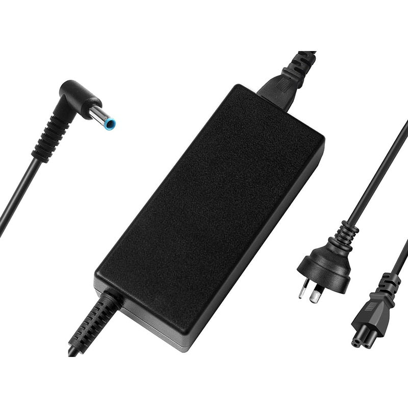 HP laptop charger 65W showing blue tip connector