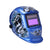Welding helmet front view showing blue polypropylene shell
