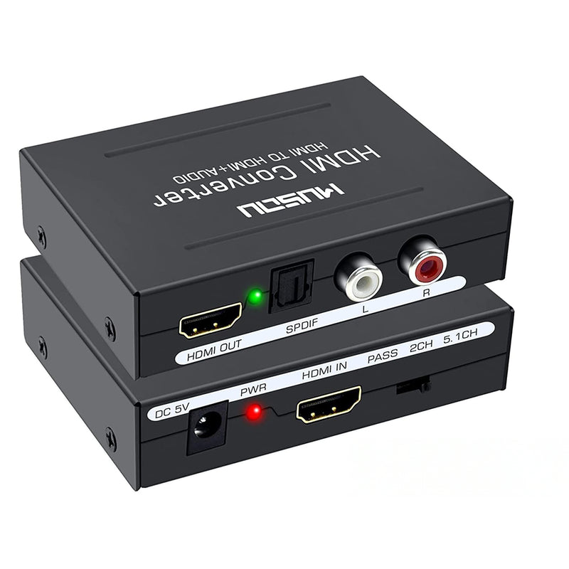 HDMI to HDMI converter showing black metal casing