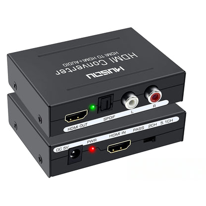 HDMI to HDMI converter showing black metal casing