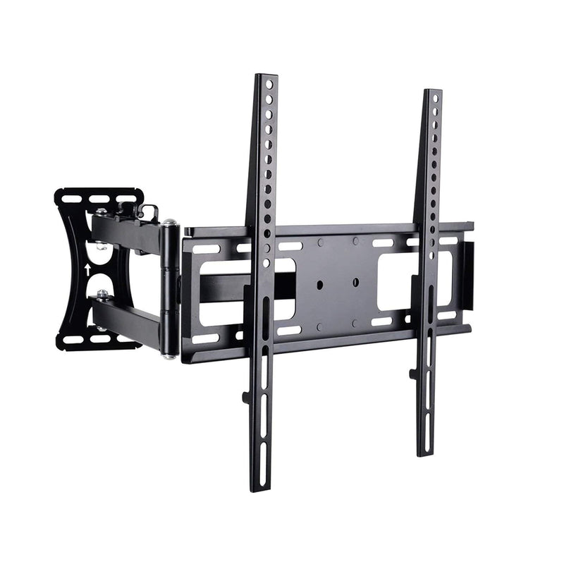 TV wall mount bracket side view showing black iron frame