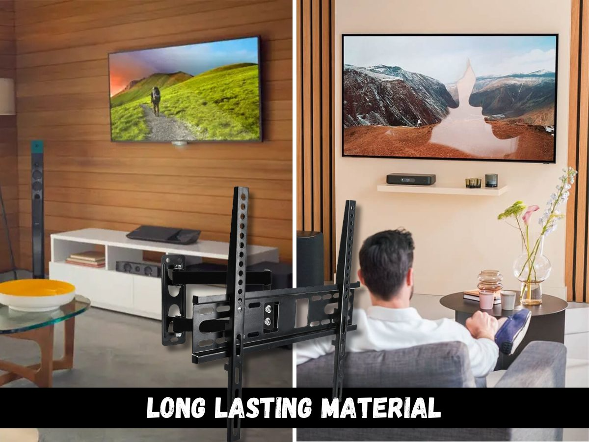 TV wall mount bracket installed in office with computer monitor