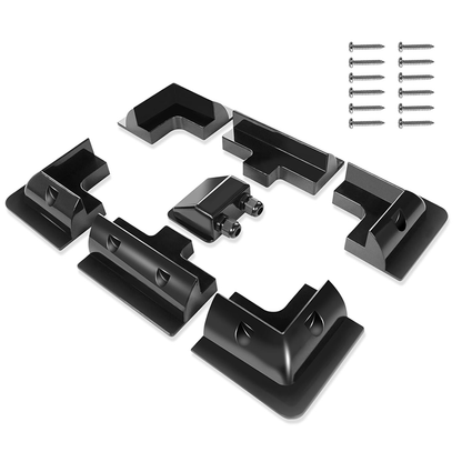 Solar panel mounting kit packaging with all mounting parts displayed