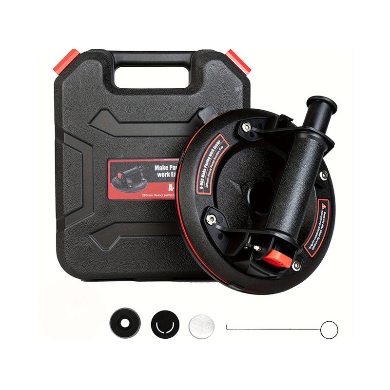 Glass suction cup showing black rubber pad and ergonomic handle