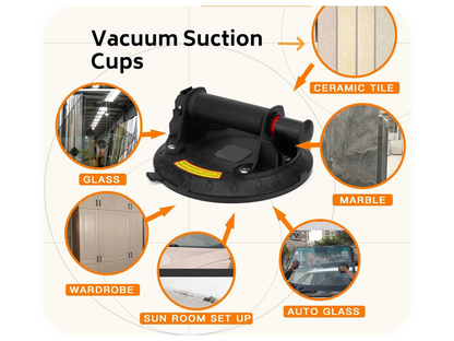 Glass suction cup used on metal sheet for lifting