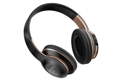 Close-up of Bluetooth headphones soft earmuffs in black