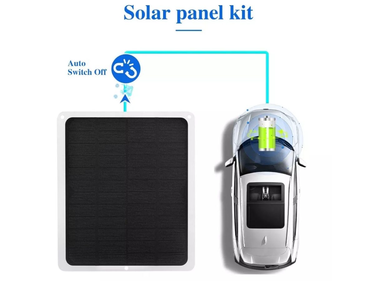 Solar Panel Charger Kit used outdoors on camping gear