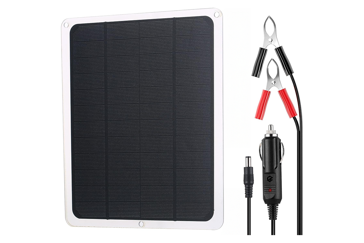 Close-up of Solar Panel Charger Kit waterproof surface