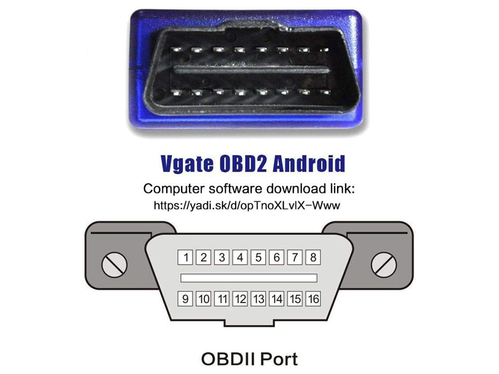 Side view of OBD2 scanner Bluetooth lightweight device