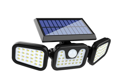 Side angle of solar motion sensor light highlighting weather-resistant design