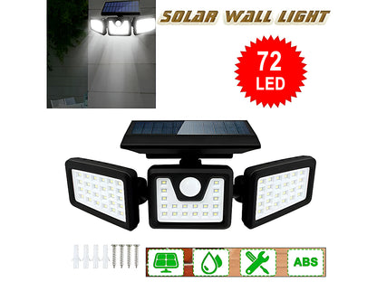 3-Headed Outdoor Solar Motion Sensor Light 74LED