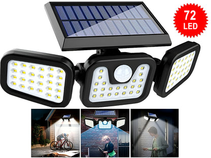 3-Headed Outdoor Solar Motion Sensor Light 74LED