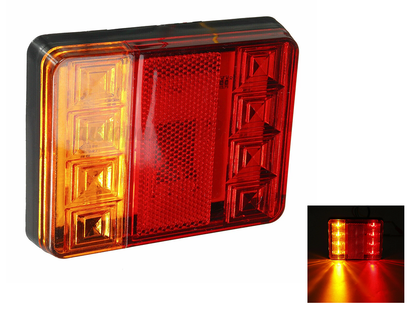 Close up of LED trailer tail lights with built in reflector detail