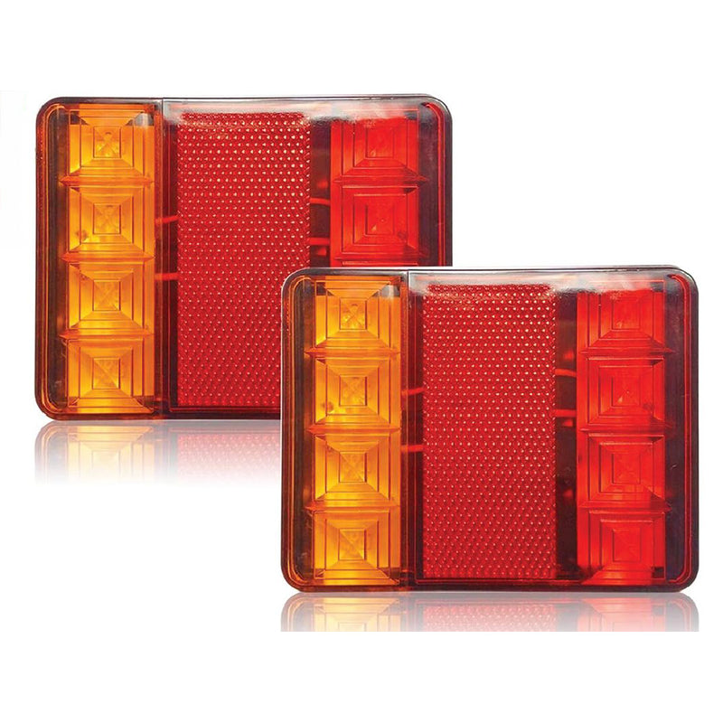 LED trailer tail lights front view showing red and yellow LEDs